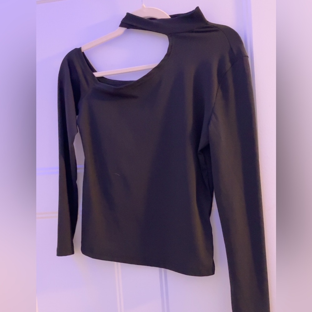Black Long Sleeve Top off the Shoulder